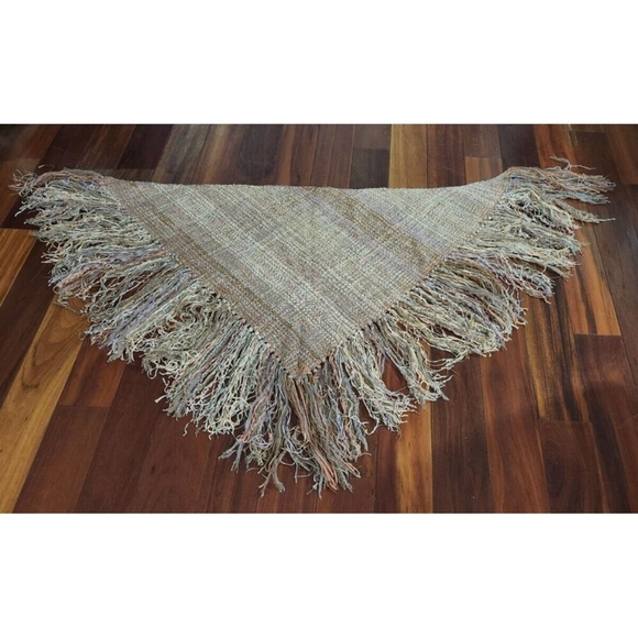 Vintage Mary Lynn OShea‎ Pink Gray Chenille Blend Woven Triangular Shawl Wrap - Picture 8 of 15